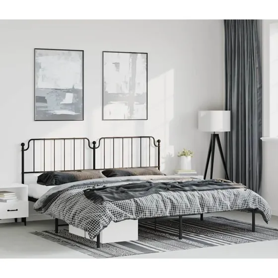 Sengeramme med sengegavl 193x203 cm i sort metal