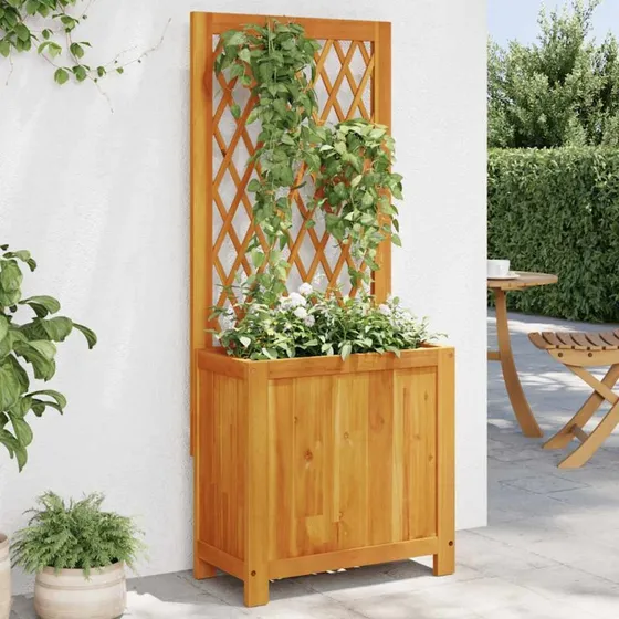 Plantekasse med espalier i massivt akacietræ 55×29,5×132 cm