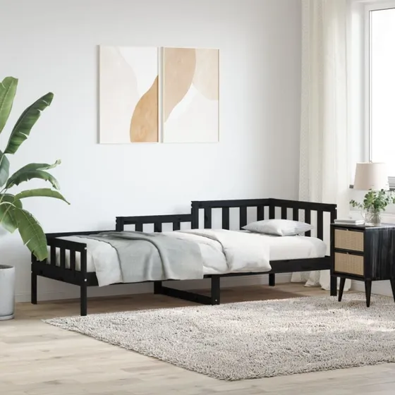 Daybed 90x190 cm i massivt fyrretræ, sort