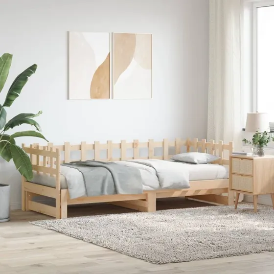 Daybed med udtrk 2x(80x200) cm i massivt fyrretr