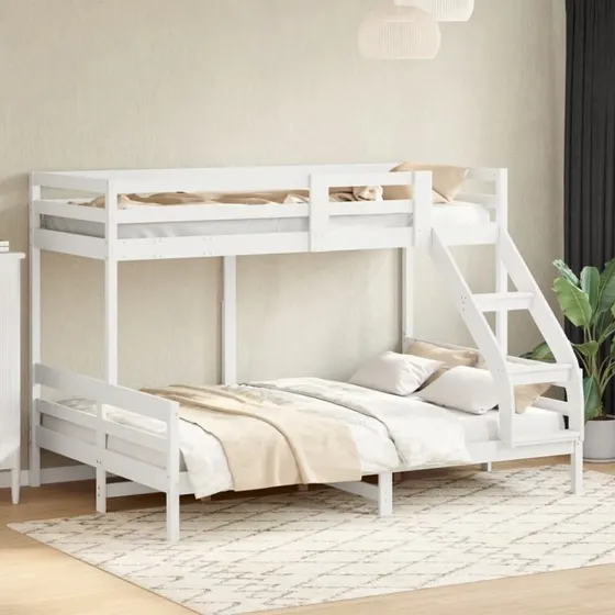 Køjeseng i massivt fyrretræ 80x200/140x200 hvid