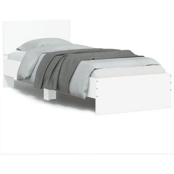Sengeramme 75x190 cm med LED-sengegavl, hvid