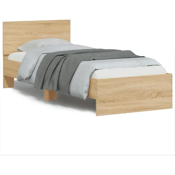 Sengeramme 75x190 cm med sengegavl og RGB LED – Sonoma-eg