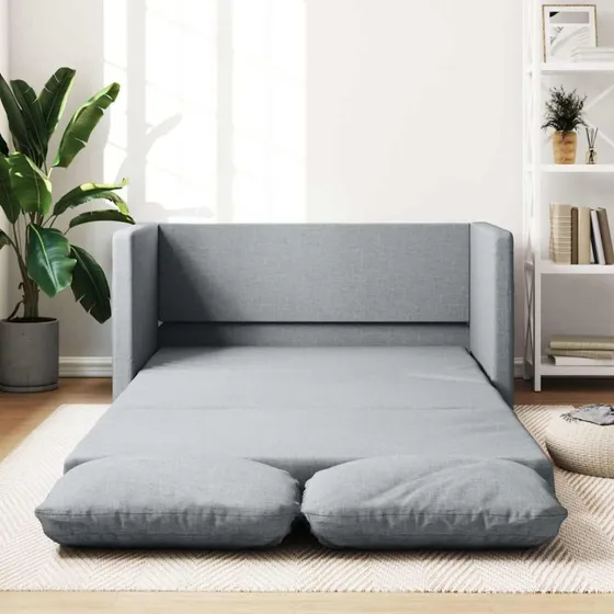 2-i-1 sovesofa i lysegråt stof 112x174x55 cm