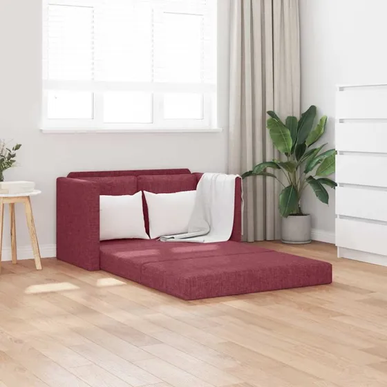 2-i-1 sovesofa i stof 112x174 cm – vinrød