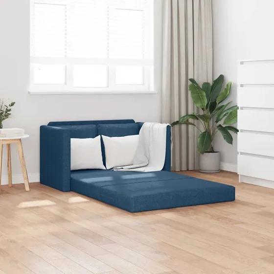 2-i-1 sovesofa i stof 112x174x55 cm – blå