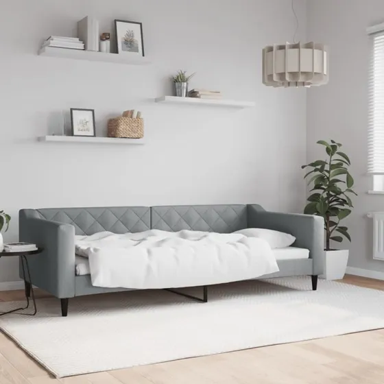 Daybed 90x200 cm stof lysegrå – sovesofa 2-i-1
