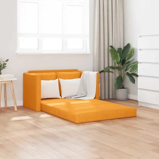 2-i-1 sovesofa 112x174 cm - mørkegul stof