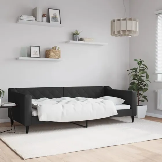 Daybed 90x200 cm i sort stof – sovesofa & gæsteseng