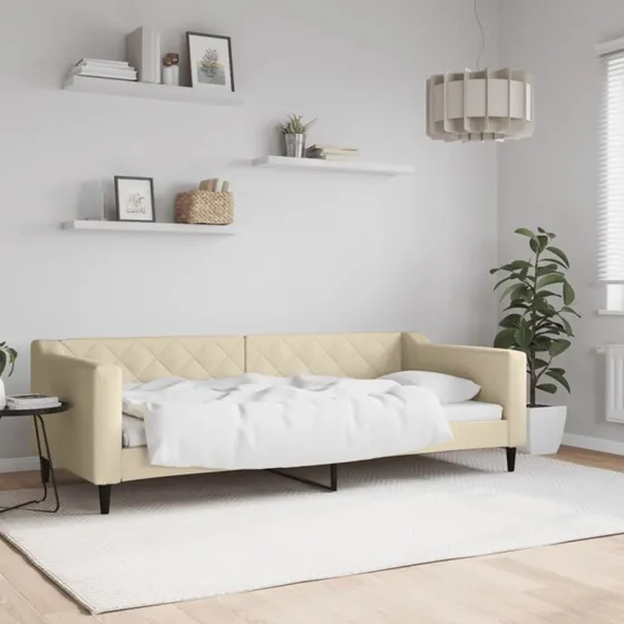 Daybed 90x200 cm stof creme – 2-i-1 sofa/seng