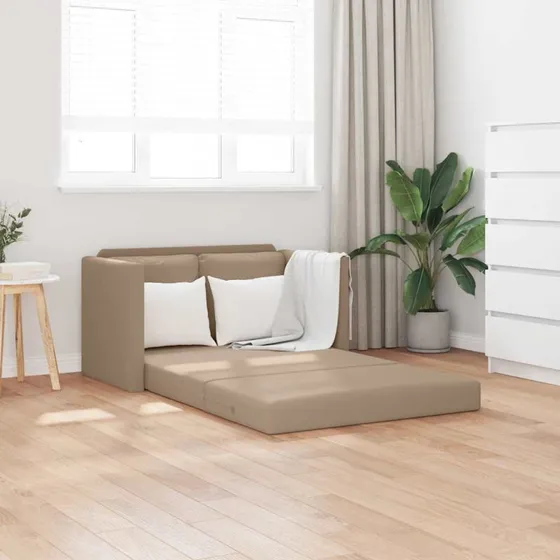 2-i-1 sovesofa 112x174x55 cm i cappuccino kunstlæder