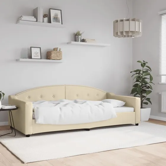 Daybed 90x200 cm - creme stof, 2-i-1 sovesofa