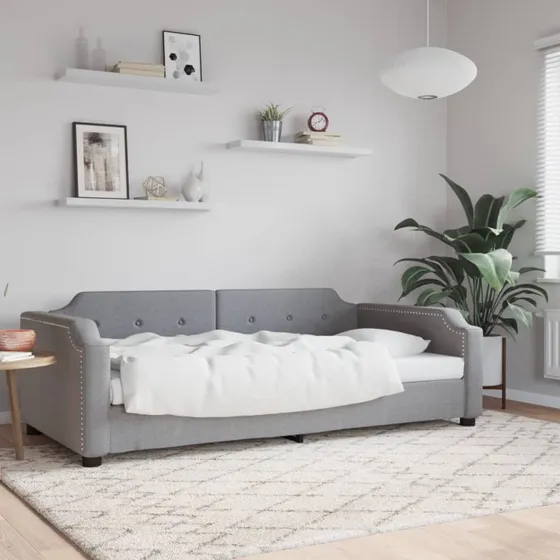 Daybed 90x200 cm stof lysegrå - 2-i-1 sovesofa