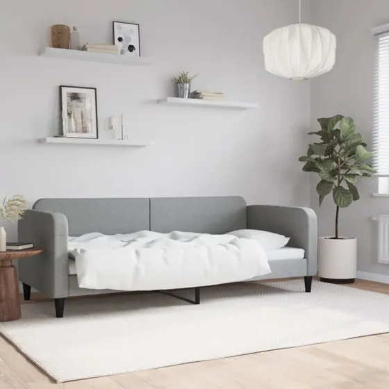 Daybed 80x200 cm stof lysegrå – 2-i-1 sovesofa