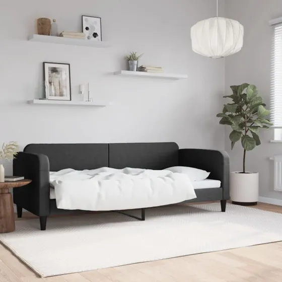 Daybed 80x200 cm i sort stof - 2-i-1 sovesofa
