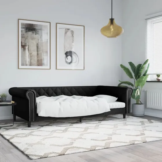 Daybed 100x200 cm i sort kunstlæder