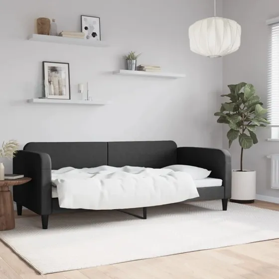 Daybed 90x200 cm i sort stof – 2-i-1 sovesofa