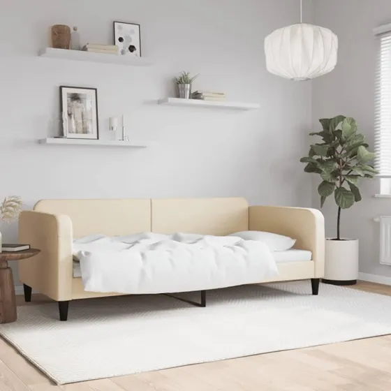 Daybed 90x200 cm i creme stof – 2-i-1 sofa og seng