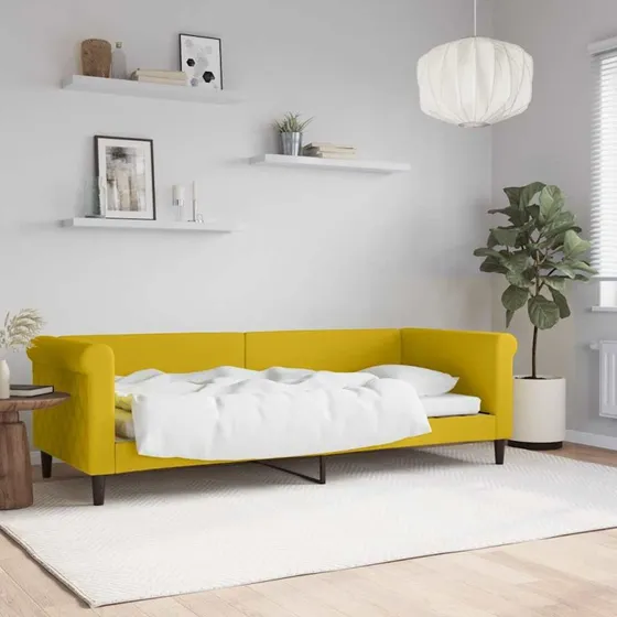 Daybed 80x200 cm i gul velour - 2-i-1 sofa/seng