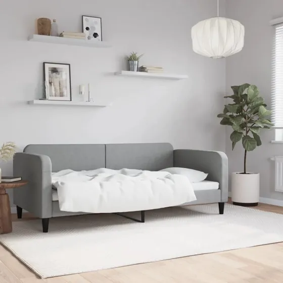 Daybed 90x190 cm i lysegråt stof - 2-i-1 sovesofa