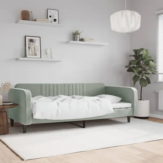 Velour daybed 90x200 cm lysegr (sovesofa)