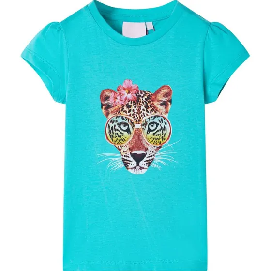 Brne T-shirt str. 116 i mintgrn med leopardprint