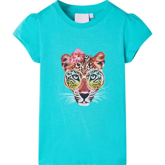 Brne T-shirt 128 mintgrn med leopardprint