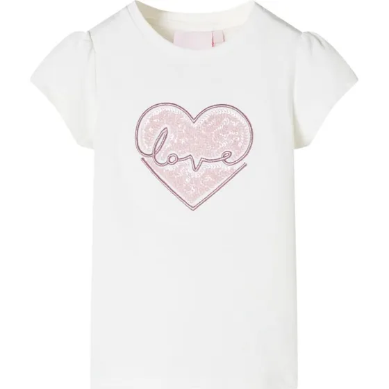 Brne-T-shirt ecru str. 116  kortrmet hverdagstop