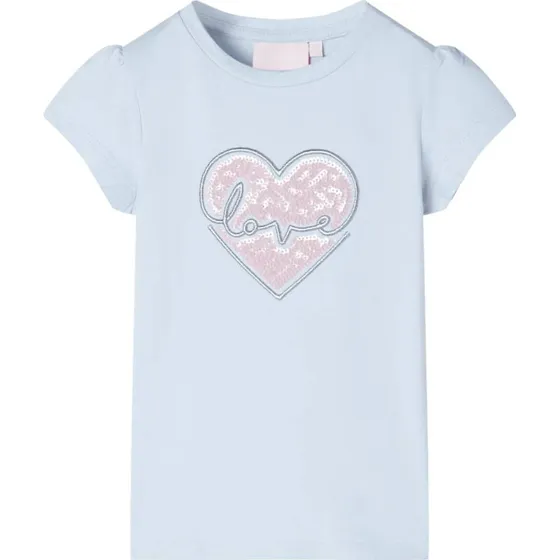 Lyseblå T-shirt til børn str. 140 – kort ærme, rund hals