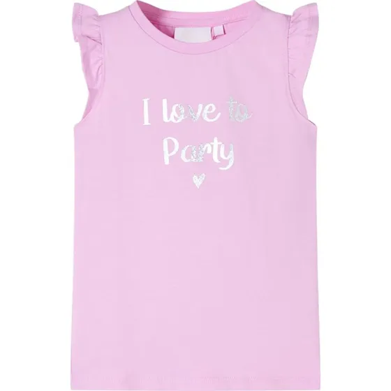 Brne T-shirt med flser og glimmer, str. 104  lilla