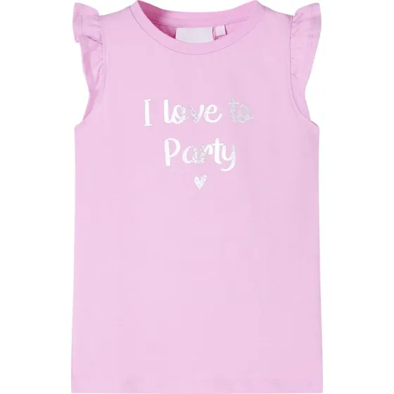 Brne T-shirt med flser og glimmer, str. 116  lilla