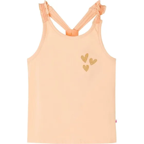 Brne tanktop str.116 - lys orange med glitterhjerter