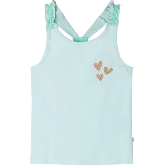 Brne tanktop med glitterhjerter, lys mintgrn str. 104