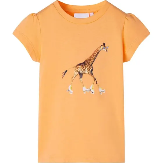 Brne-T-shirt str. 128 lys orange med girafprint