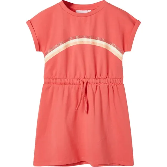 Børnekjole str. 140 koralfarvet med snøre