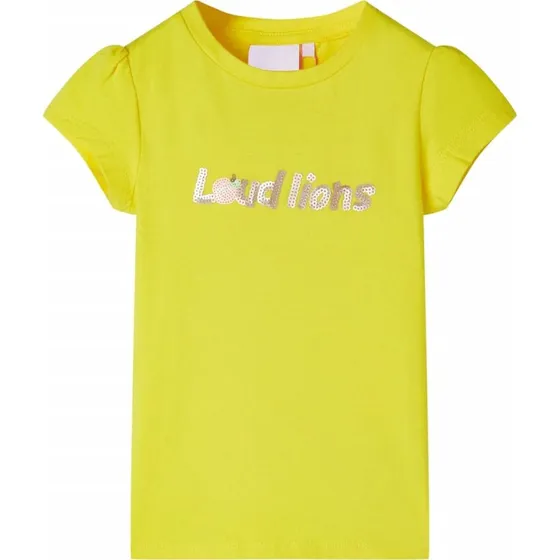 Brne T-shirt str. 140 - Lysegul med pailletter