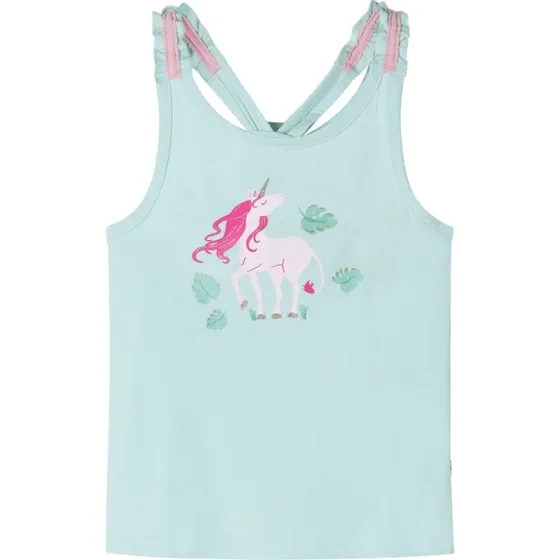 Brne-tanktop str. 116 - Lys mintgrn med enhjrning
