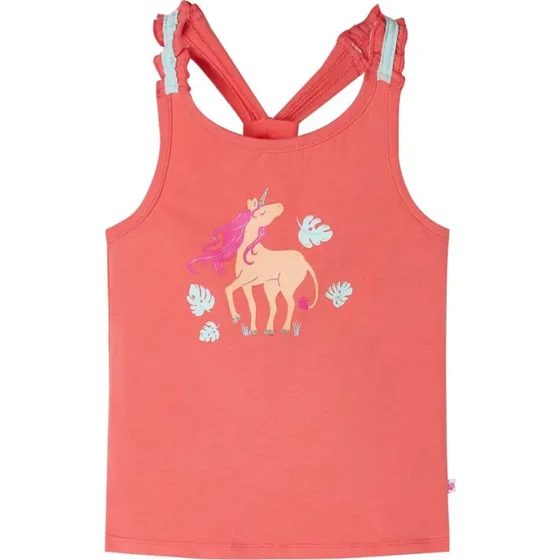 Brne Tanktop 140 - Koralrd med Enhjrning