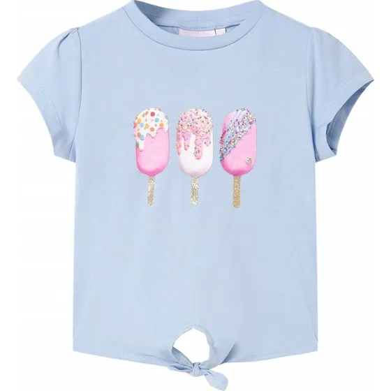 Børne-T-shirt str. 128 blå med is-print