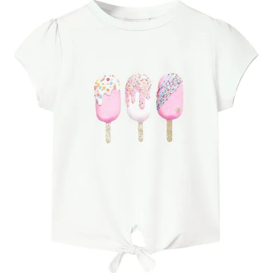 Ecru kortrmet T-shirt til brn str. 104