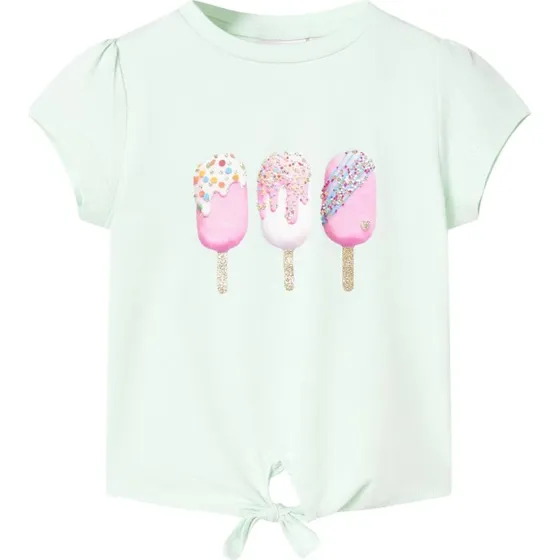 Brne T-shirt str. 140  Lys mintgrn med is-print