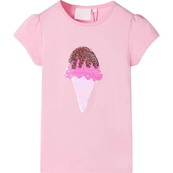 Lyserød T-shirt til børn str. 92 med paillet-is