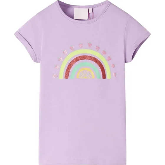 Børnet-shirt str. 104 - Lilla kortærmet