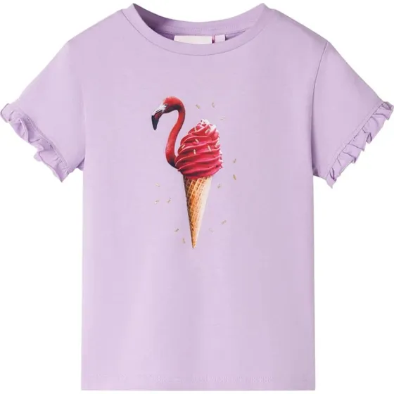 Kortrmet T-shirt til brn str. 92 - Lilla