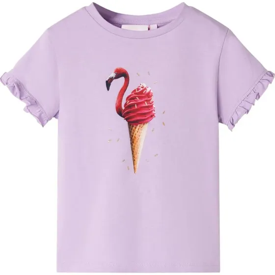 T-shirt til brn str. 140 - lilla med flser