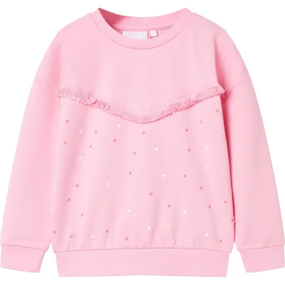Lyserød sweatshirt til børn str. 104 - polkaprikker & frynser