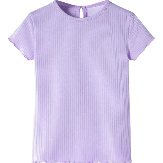 Børnet-shirt str. 128 i lilla – kortærmet