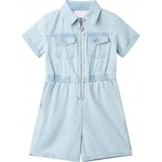 Børne-onesie str. 104, korte ærmer lyseblå