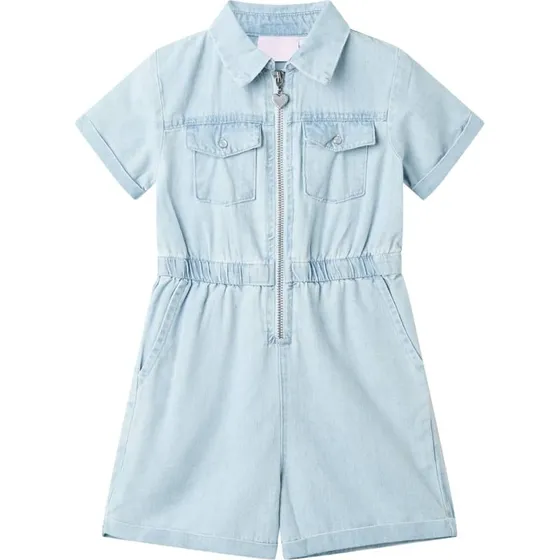 Lysebl kortrmet onesie til brn, str. 128