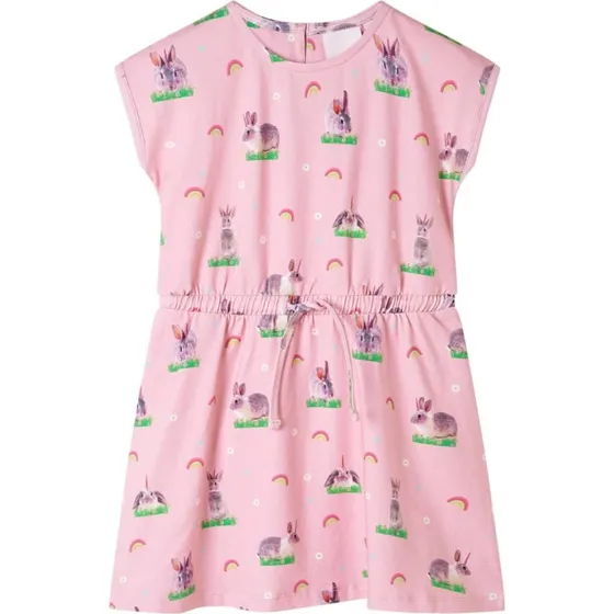 Lyserd brnekjole str. 140  rund hals & vingermer